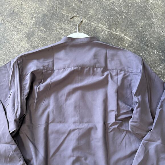 New Vintage Geoffrey Beene Grandad Shirt Mens 18 Gray Long Sleeve 90s Minimalist - Picture 5 of 8